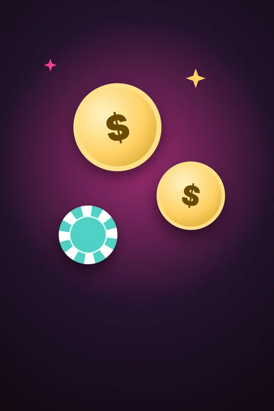 Monedas de pesos y fichas de casino